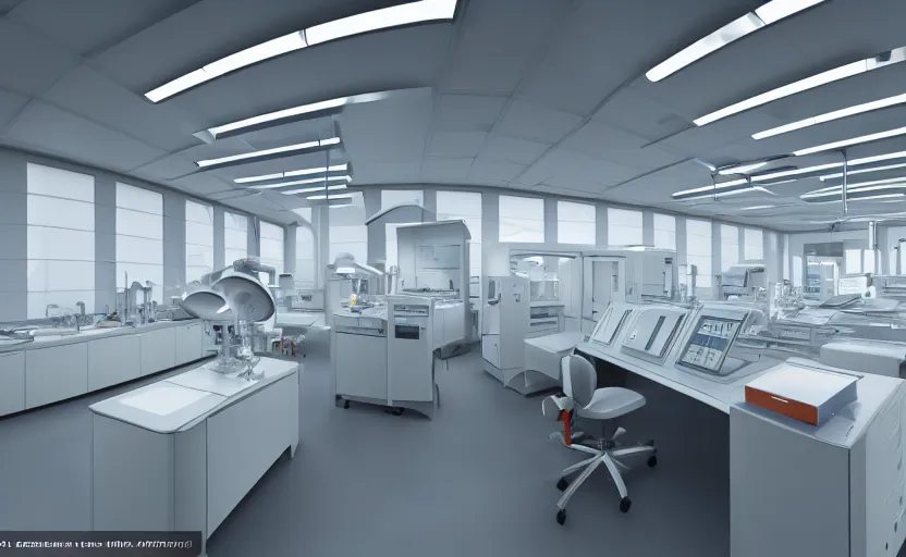 Prompt: highly detailed futuristic modern laboratory, 8 k render, natural light, sharp