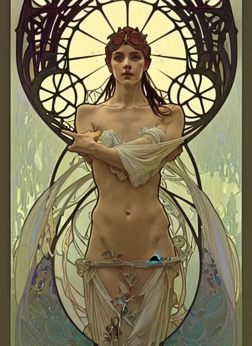 Image similar to symmetry!! water, greg rutkowski and alphonse mucha