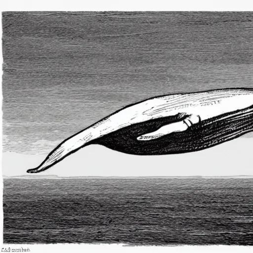 Image similar to a sketch of a flying whale