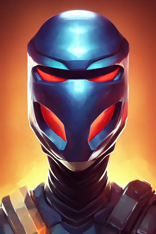 Image similar to epic mask helmet robot ninja portrait stylized as fornite style game design fanart by concept artist gervasio canda, behance hd by jesper ejsing, by rhads, makoto shinkai and lois van baarle, ilya kuvshinov, rossdraws global illumination radiating a glowing aura global illumination ray tracing hdr render in unreal engine 5