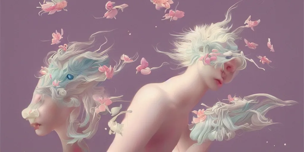 Image similar to breathtaking delicate painting creatures, by hsiao - ron cheng, bizarre compositions, many exquisite detail, pastel colors, 8 k