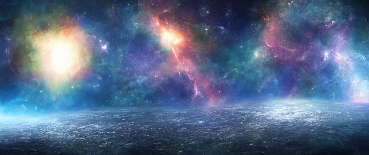 Prompt: a small lone crumbling island, center of image, floating in space, debris, planets, stars, nebula, studio, digital art, detailed, depth of field