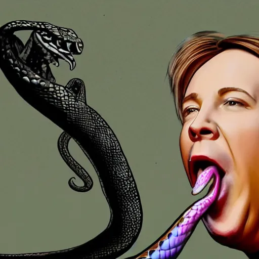 Image similar to alex jones swallowing a large snake, photorealistic,