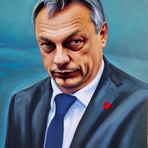 Image similar to viktor orban on vacation, oil painting