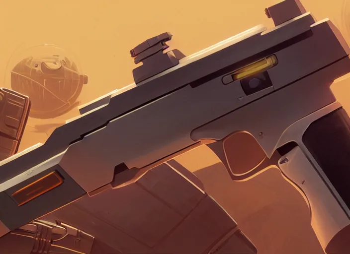 Image similar to futuristic gun, while background, hyperrealism, no blur, 4 k resolution, ultra detailed, style of syd mead, tyler edlin, wes anderson, greg rutkowski