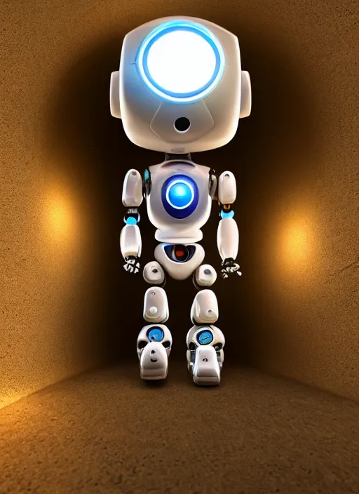 Prompt: a cute little robot, wearing clothes, clockwork gears visible in a hole in his chest, global illumination, radiant light, detailed and intricate environment