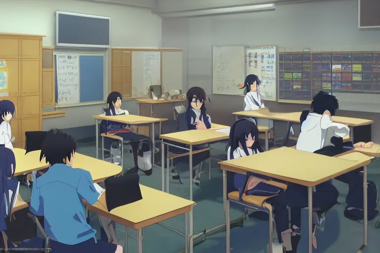 Download Students gather in the Anime Classroom