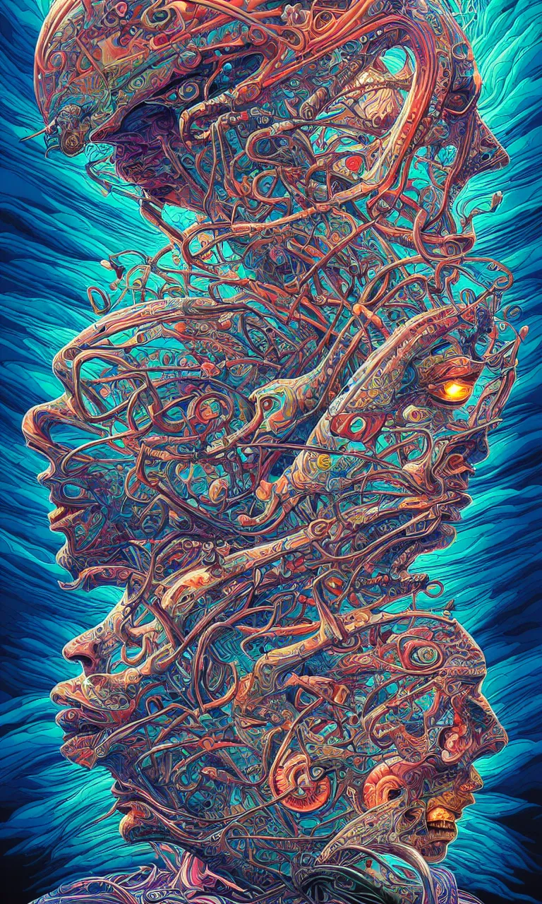 Image similar to android jones alex grey mark cooper, artgerm artstation award winning photorealistic detailed hypervivid intense fantasy concept art, hypervivid intense mcbess, the sea by dan mumford