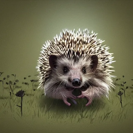 Prompt: hedgehog running into the bushes near stockholm, digital art, concept art, trending on artstation, very detailed