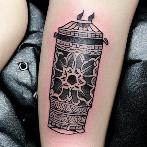 Image similar to tattoo design, stencil, tattoo stencil, traditional, a world famous tattoo of a geometric refrigerator