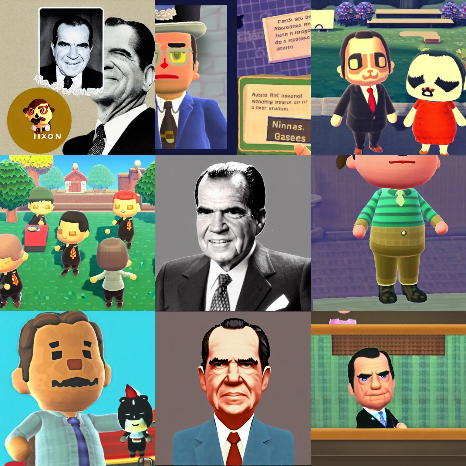 Prompt: Richard Nixon in Animal Crossing