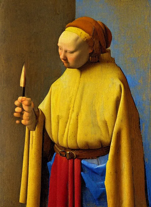 Image similar to paints, brushes, medieval painting by jan van eyck, johannes vermeer, florence