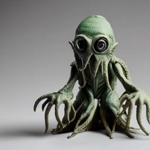 Image similar to 1980s action figure of Cthulu creature, studio photography isolated on a white background,