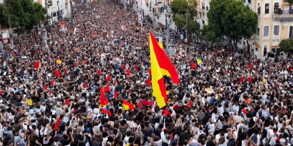 Prompt: protests against the pedro sanchez government, spain