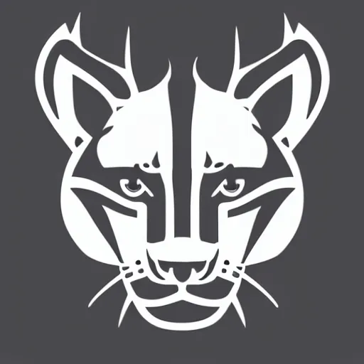 Prompt: modern minimalistic stylised logo of a lynx head, symmetrical, white with black background, elite dangerous, vector image