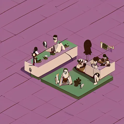 Prompt: cannabis cafe isometric fun style rendered by pixar, by ren hang