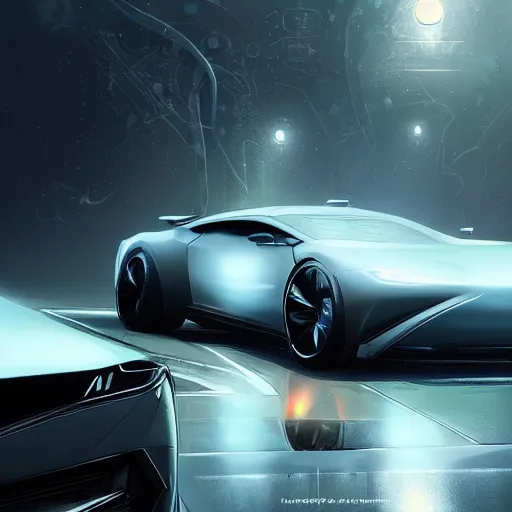 Image similar to detailed intricate digital illustration by greg rutkowski and artgerm and wlop ; 2 0 2 4 concept car, sharp, smooth, editorial photograph, led headlights and sleek design ; consumer electric vehicle, simple composition with blank background and sharp focus