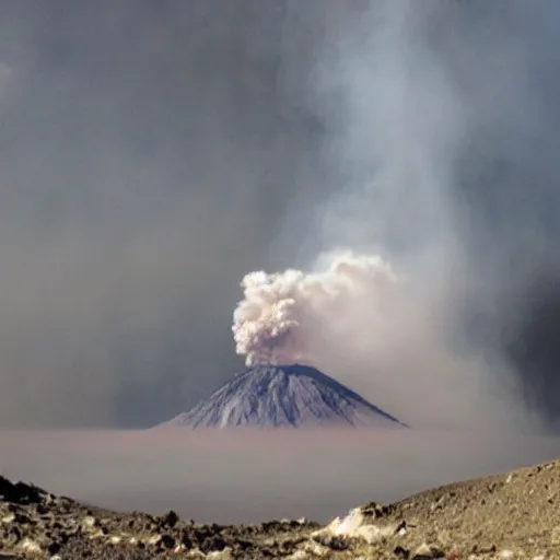 Prompt: smoke coming out of a volcanoe in the shape of an octopus