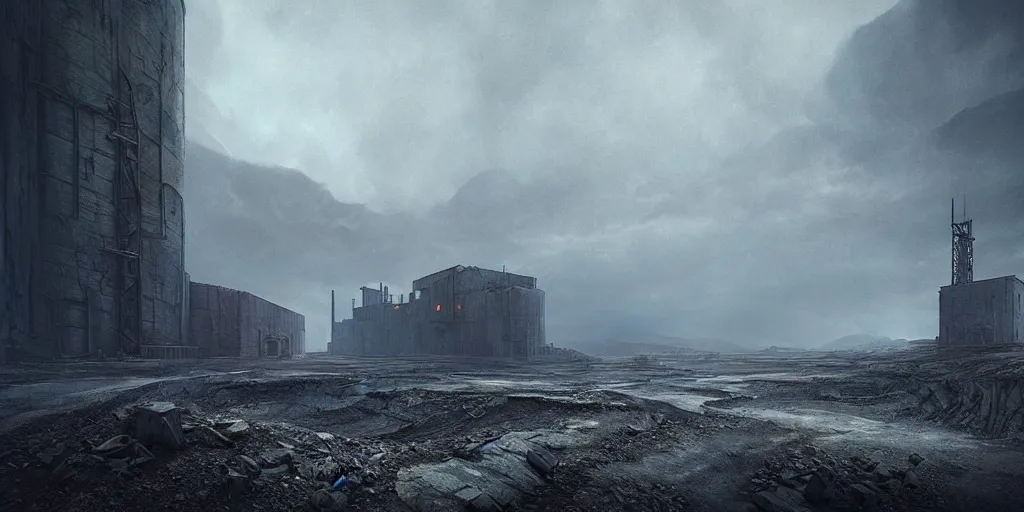 Image similar to an eerie deserted coal mine, sad, loneliness, digital art, landscape, fantasy art, octane render, ureal engine, high detail, very realistic, by greg rutkowski. by james gurney