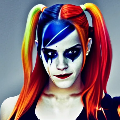 Prompt: Emma Watson as Harley Quinn