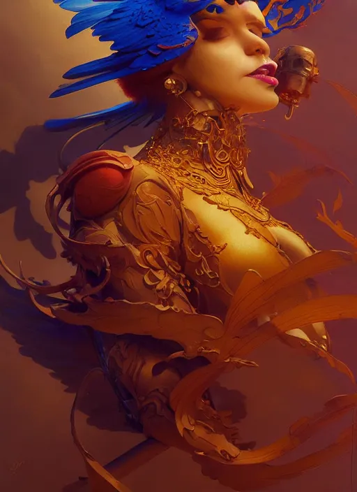 Prompt: subsurface scattering, raven, golden, art nouveau, vibrant colors, octane render, by jesper ejsing, james jean, justin gerard, tomasz alen kopera, cgsociety and fenghua zhong, highly detailed, rim light, art, cinematic lighting, very coherent, hyper realism, high detail, 8 k