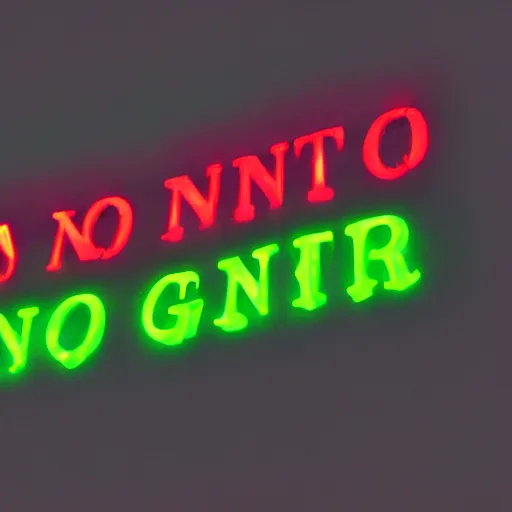 Prompt: a photo of a giant, neon sign that says no