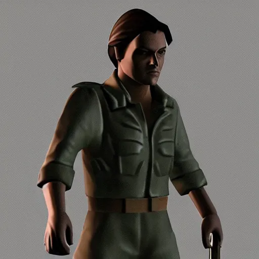 Prompt: low poly 3D model of Leonardo de Caprio in a game still of Resident Evil 1 1999