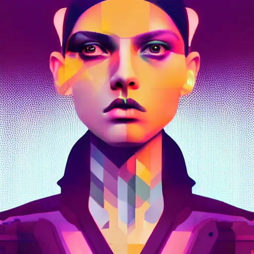 Prompt: portrait handsome androgynous sci - fi girl, blade runner 2 0 4 9, futuristic metropolis background, lazer drone, digital art, pop art by hsiao - ron cheng