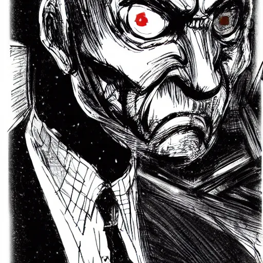 Image similar to Fred Rodgers looking sinister, by Tsutomu Nihei, highly detailed