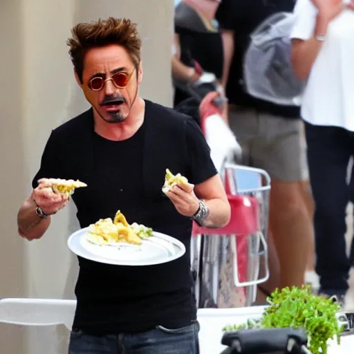 Prompt: robert downey jr. eating food