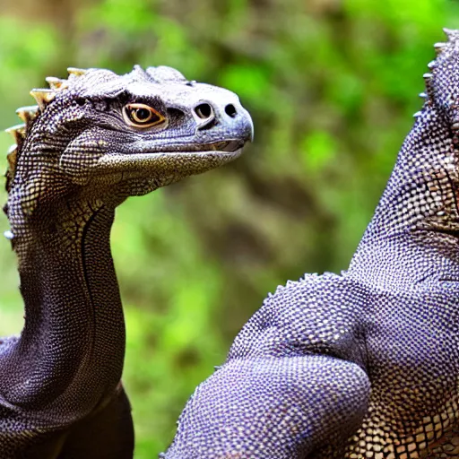 Image similar to hawk and Komodo dragon hybrid animal, highly detailed photography, picture taken at zoo