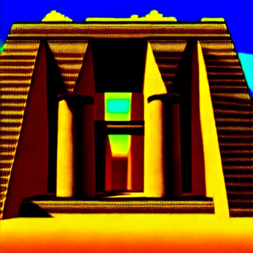 Image similar to ancient egyptian structure, retrowave epic art, trending on art station