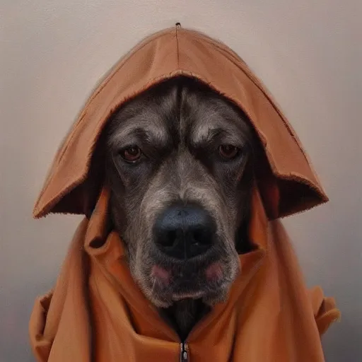 Image similar to full-length Slavic dog head man, oil painting, hyperrealism, beautiful, high resolution, trending on artstation,