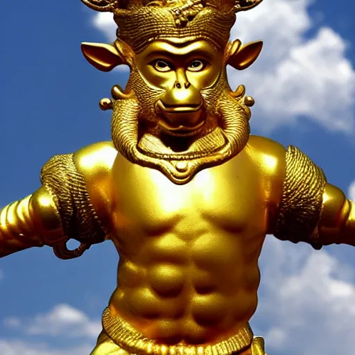 Prompt: golden statue of monkey king, powerful, hd