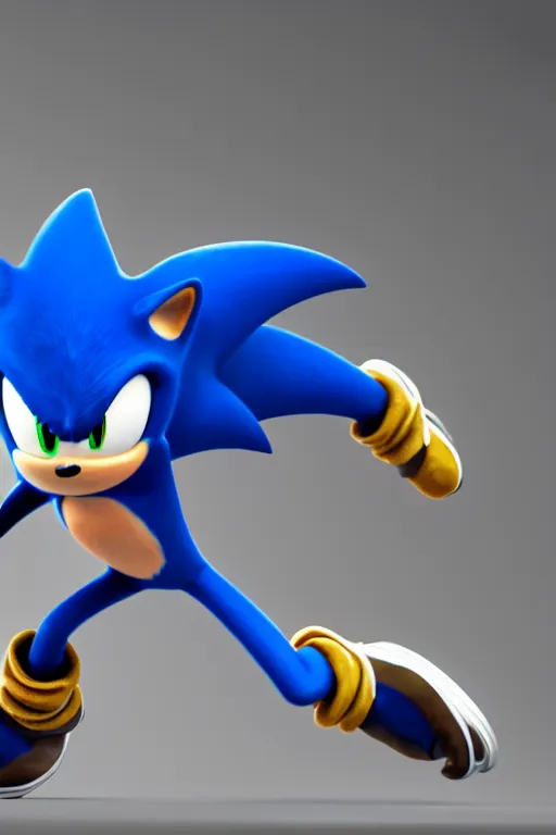 Image similar to 3 d render of running sonic, unreal engine, pixar style