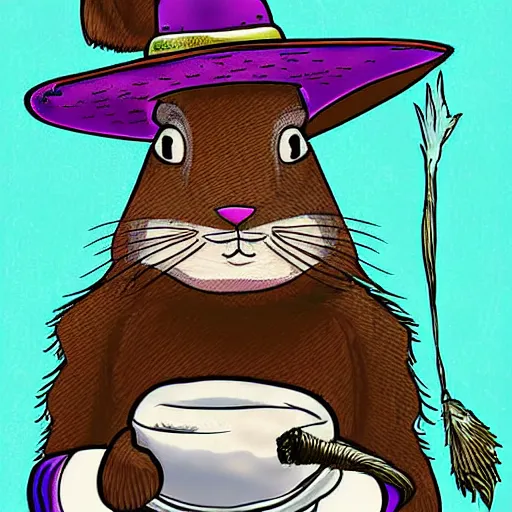 Image similar to a rabbit pulling a wizard out of a hat digital art