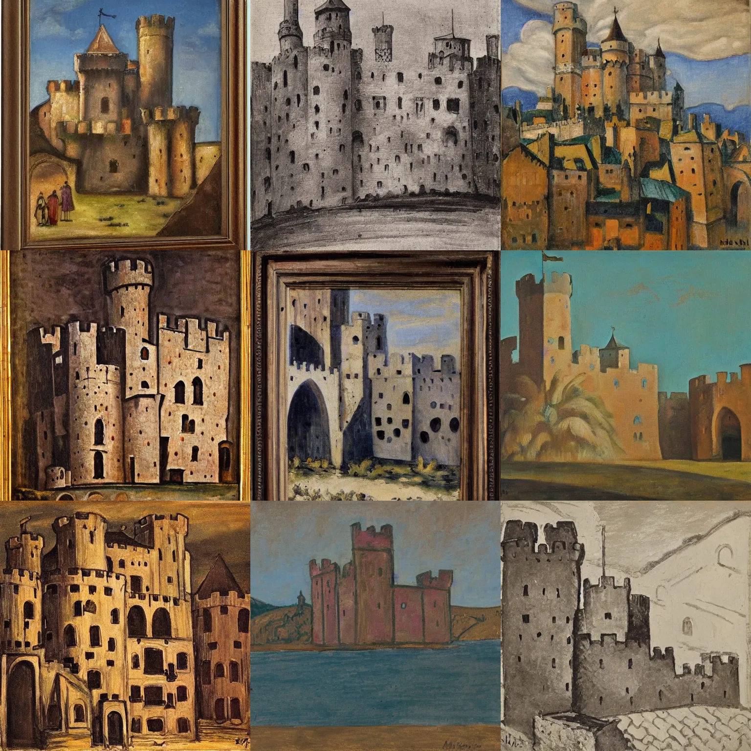 Prompt: medieval castle, by irma stern