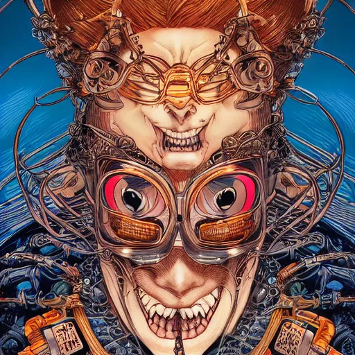 Image similar to portrait of crazy disney character, symmetrical, by yoichi hatakenaka, masamune shirow, josan gonzales and dan mumford, ayami kojima, takato yamamoto, barclay shaw, karol bak, yukito kishiro