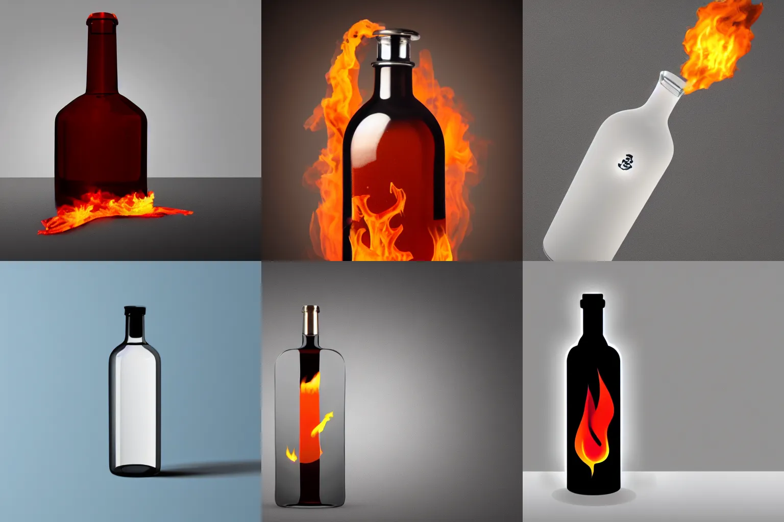 Prompt: A logo design of a minimalistic alcohol bottle on fire. trending on artstation, 8k HD wallpaper