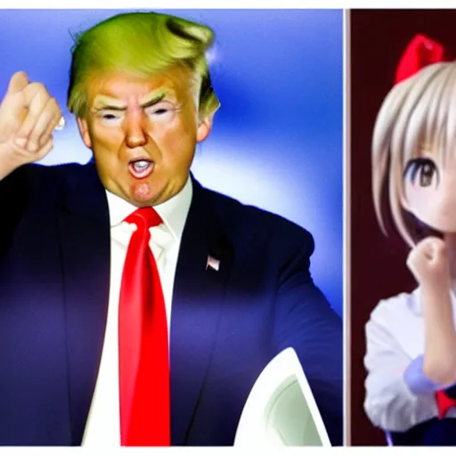 Prompt: donald trump as an anime girl character