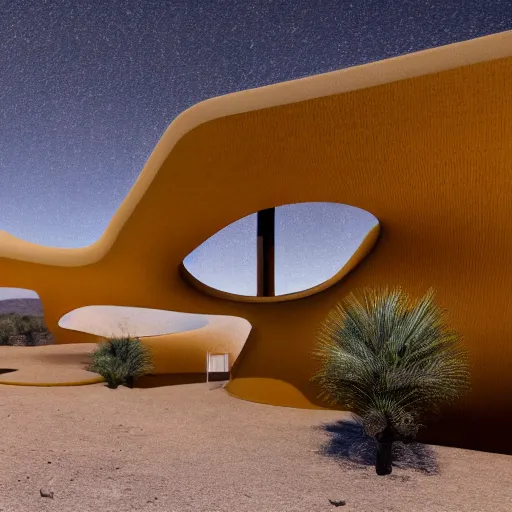 Prompt: biophilic conceptual hotel in the desert, high detaild, realistic, golden ratio