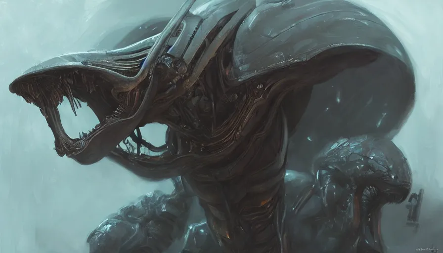 Image similar to enviroment concept art of alien convenant, for aaa game, cinematic shot, oil painting by jama jurabaev, extremely detailed, brush hard, artstation, high quality, brush stroke