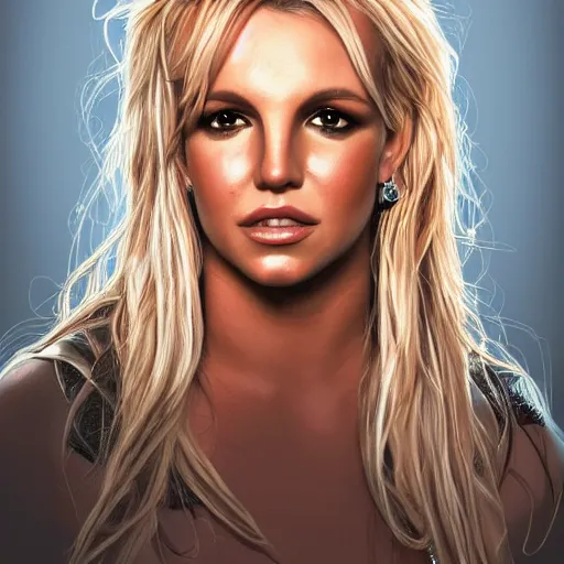 Image similar to portrait of britney spears, intricate, photoreal elegant, highly detailed, centered, grungy, digital painting, artstation, concept art, smooth, sharp focus,