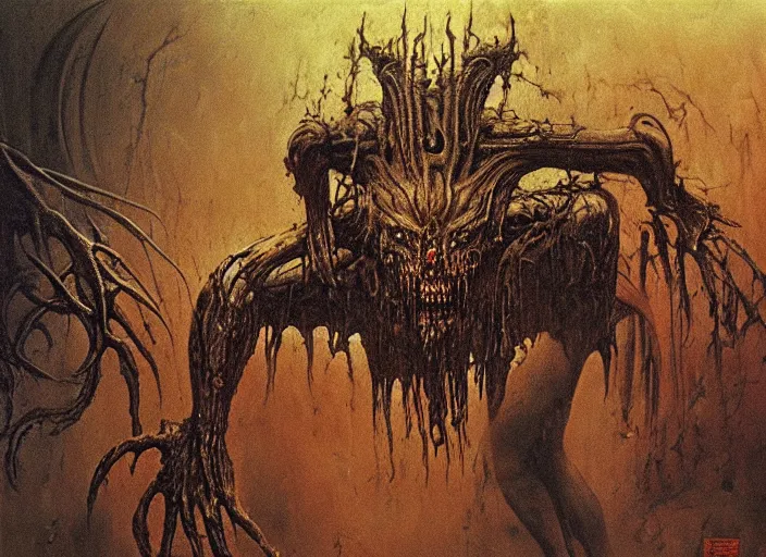 Prompt: demon berserker concept, beksinski, wayne barlowe, hr giger