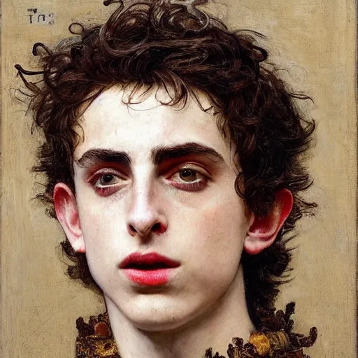 Image similar to timothee chalamet as a bandit king, god of the forge by edgar maxence and caravaggio and michael whelan and delacroix