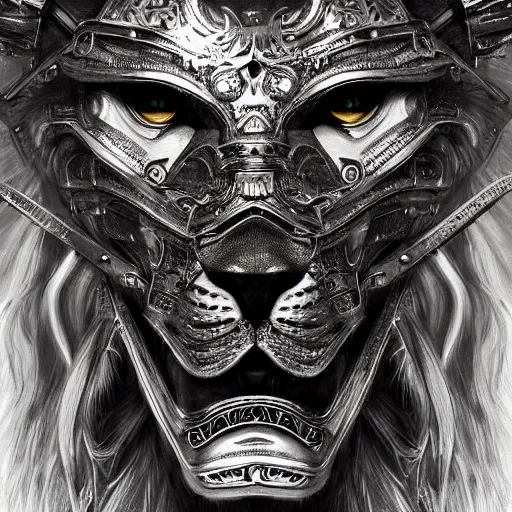 Image similar to Very very very very highly detailed epic photo of face with angry lion venetian mask, intricate, dystopian, sci-fi, extremely detailed, digital painting, artstation, concept art, smooth, sharp focus, illustration, intimidating lighting, incredible art by Artgerm and Vincent di Fate