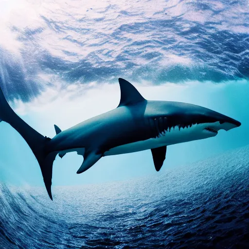 Prompt: cinematic photo of a shark in the ocean