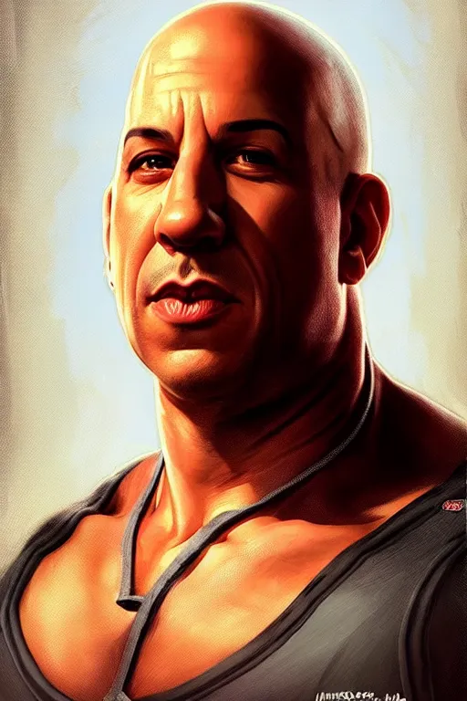 Prompt: vin diesel as mario from super mario bros, realistic portrait, symmetrical, highly detailed, digital painting, artstation, concept art, smooth, sharp focus, illustration, cinematic lighting, art by artgerm and greg rutkowski and alphonse mucha