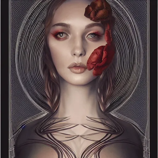 Image similar to wearing a full tight curvy long dress female, soft painting of curiosities and illusions, perfectly detailed linework, symmetrical accurate intricate sensual features, highly detailed, artstation, sharp focus, tom bagshaw