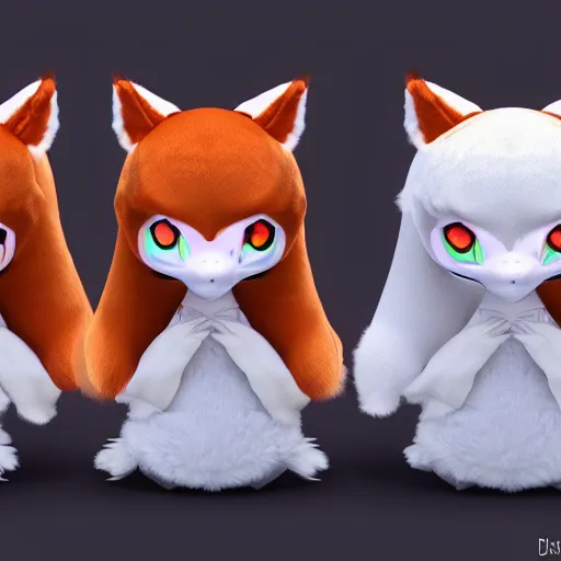 Prompt: cute fumo plush of the fox maiden of the animal shrine, monster girl priestess, fur simulation, lens flare, vray